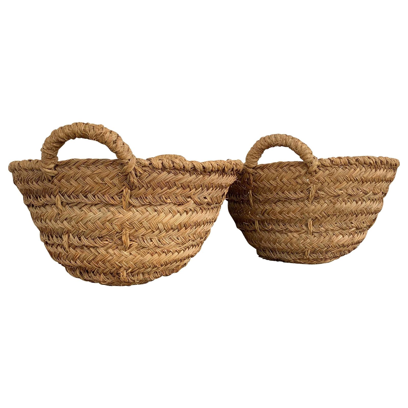 Lot de 2 paniers de vendange espagnols en osier tressé photo furniture