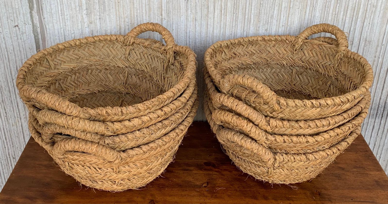 Set Of 8 Spanish Woven Wicker Olive Grape Harvest Basket photo 2042.0