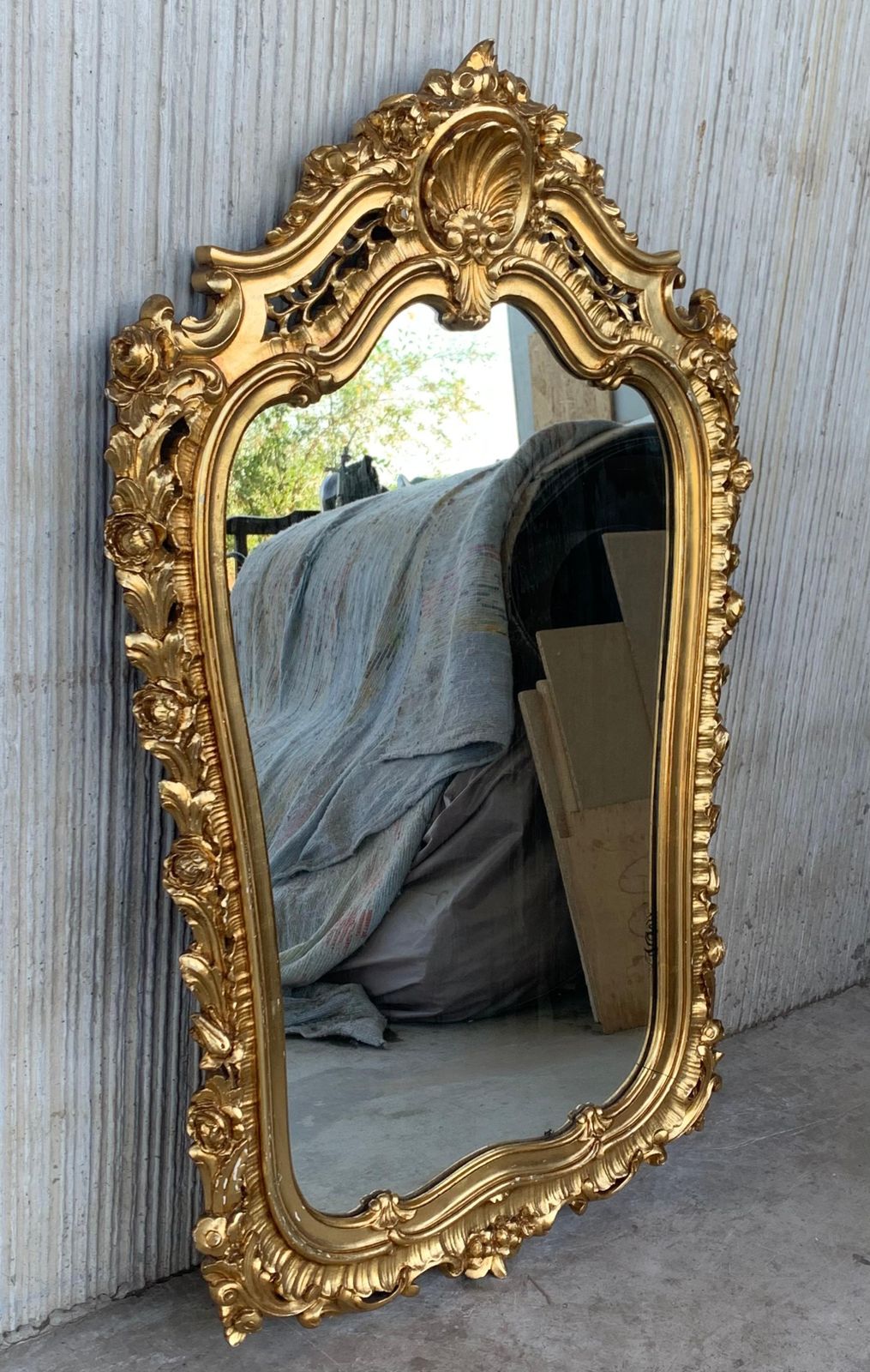 Early 20th French Empire Period Carved Gilt Wood Mirror photo furniture