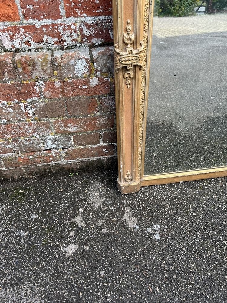 An Exceptional Large Antique French 19th Century Carved Wood & Gesso Original Gilt & Painted Mirror photo Home Decor