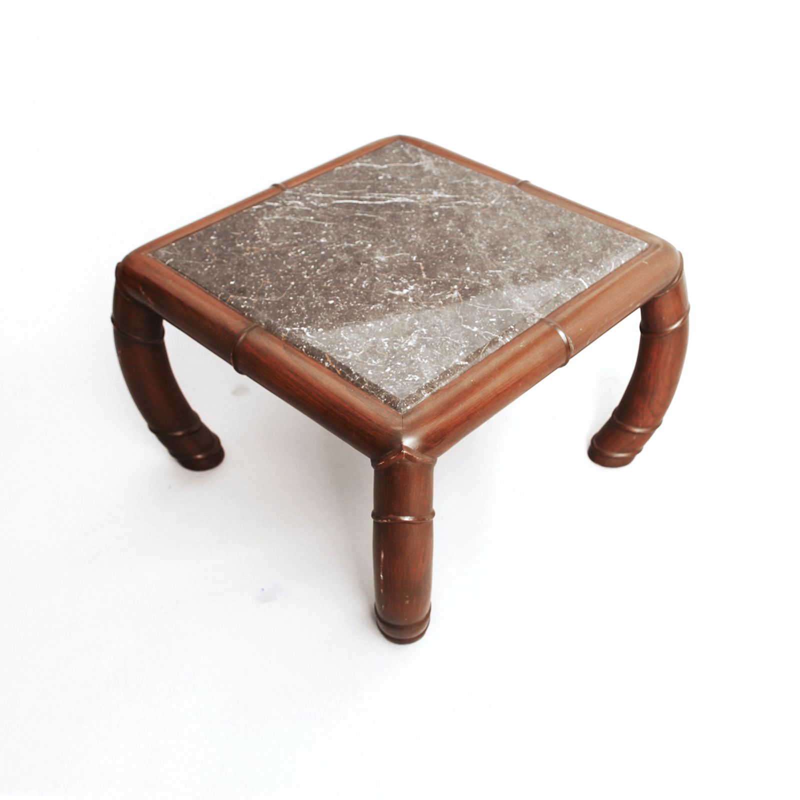 2 Faux Bamboo Grey Marble Side Coffee Tables Mid Century Hollywood Regency photo Furniture