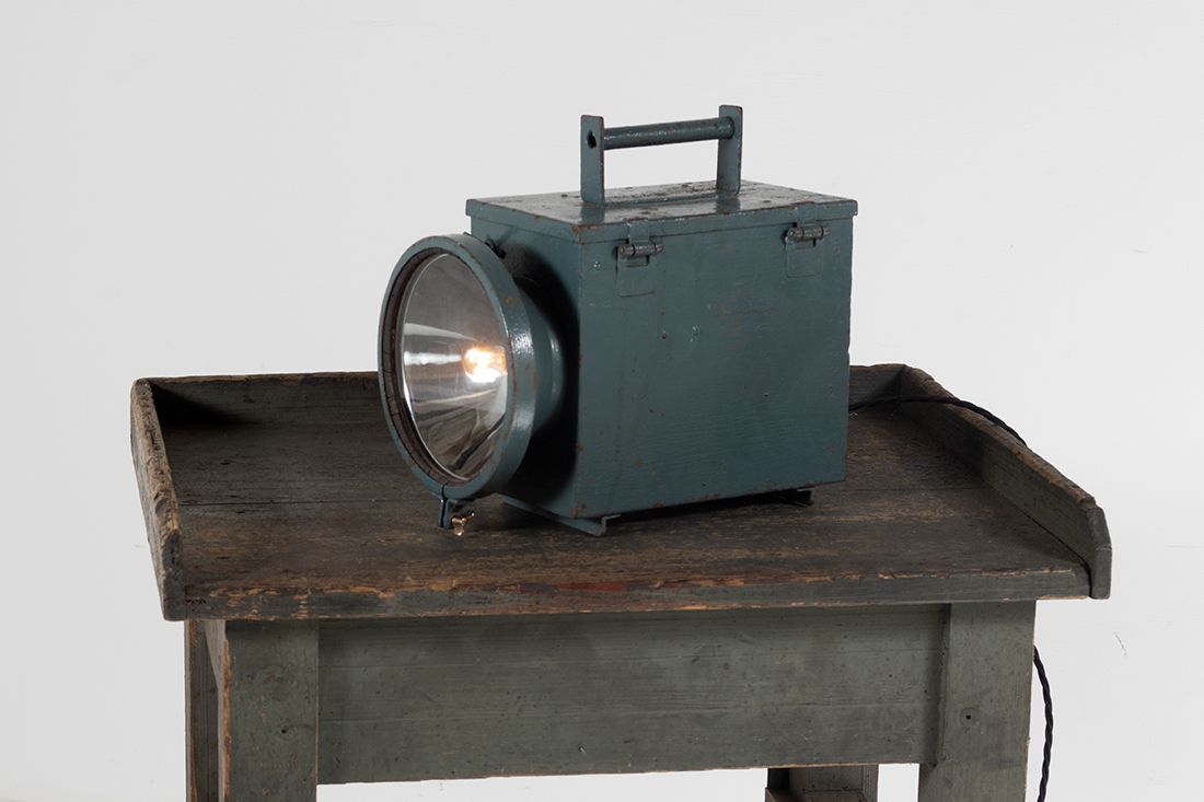 1920s Industrial Military Table Lamp | Unusual Old Torch Light photo Lighting