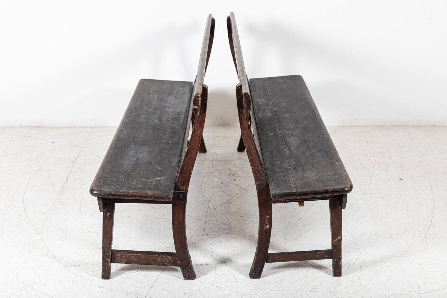 Pair 19thc English Pine Chapel Benches photo for sale