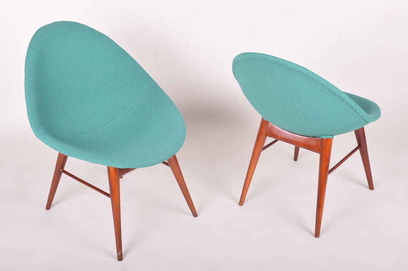 Pair Of Blue Mid Century Chairs, Made In 1960s Czechia. Fully Restored. Navrátil