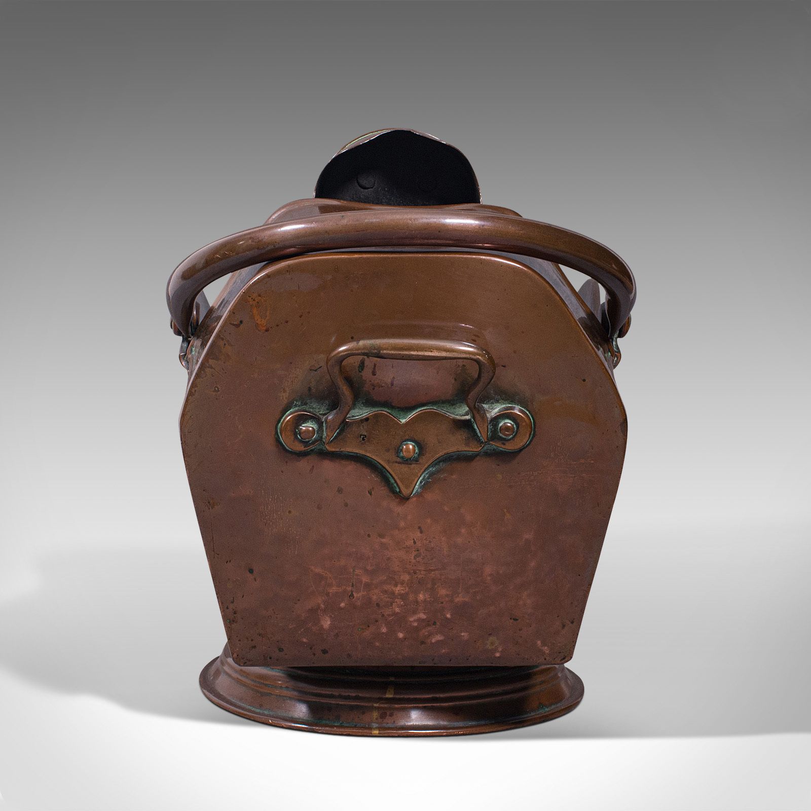 Antique Coal Scuttle, English, Copper, Fireside Bucket, Scoop, C.1880 photo buy