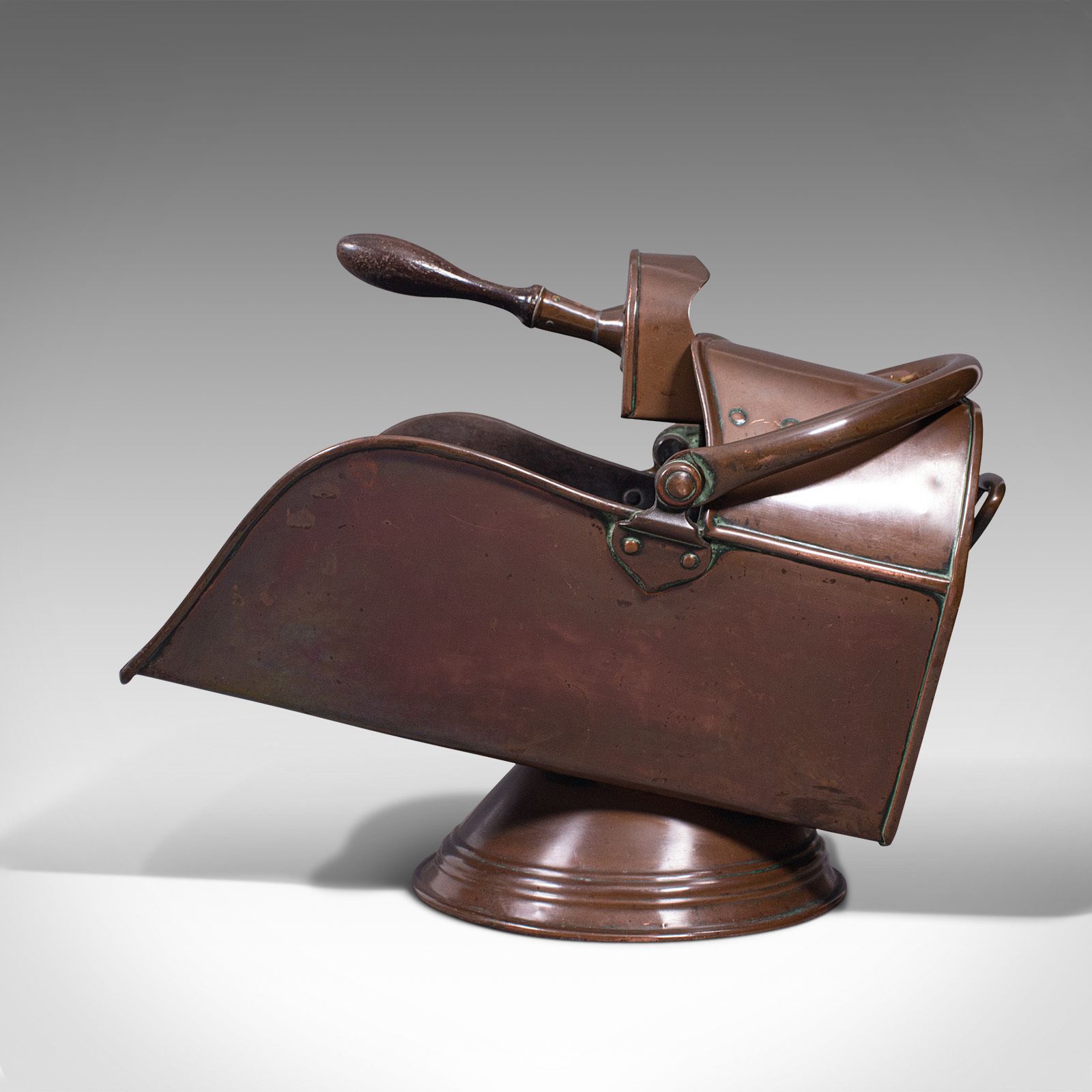 Antique Coal Scuttle, English, Copper, Fireside Bucket, Scoop, C.1880 photo vintage