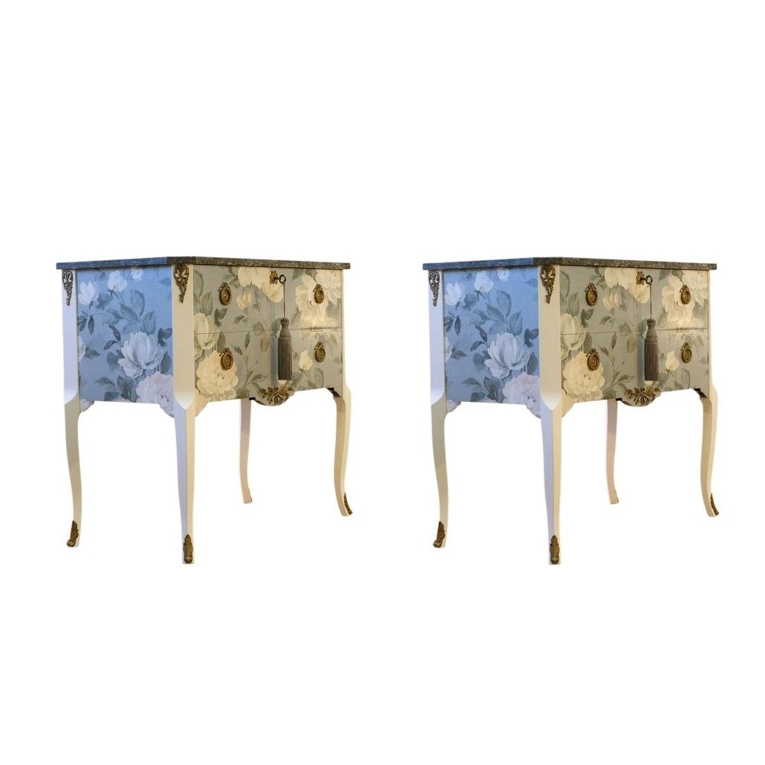 Classic Gustavian Louis XV Style Chests With Floral Pattern photo vintage
