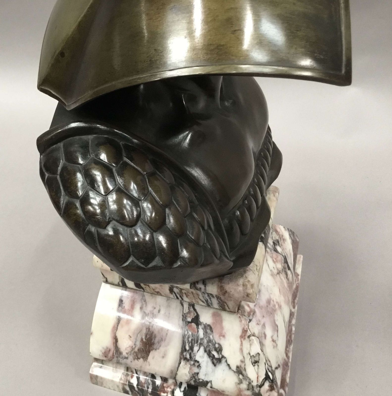 Large C19th Bronze Bust Of Roman Gladiator photo vinterior