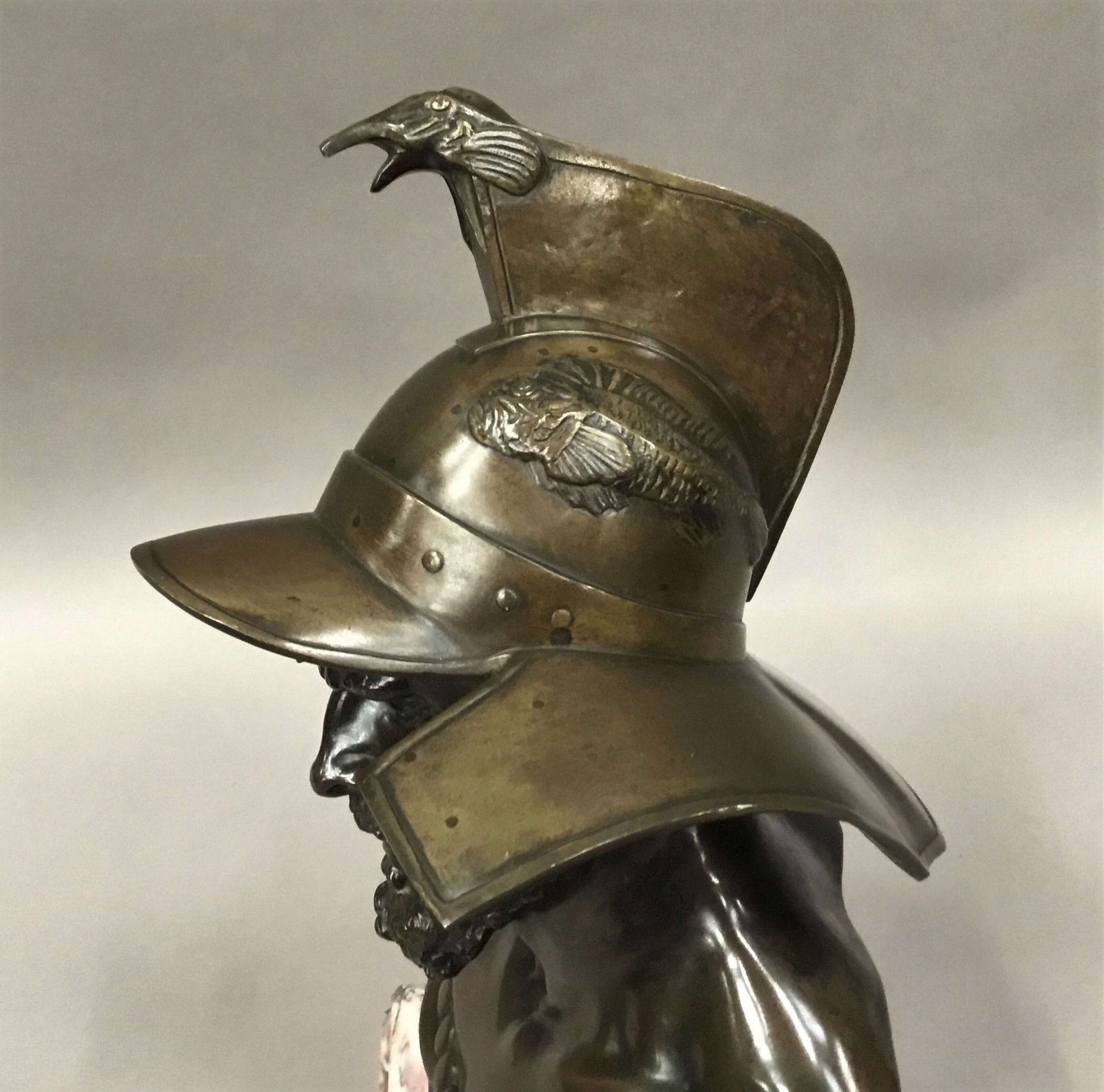 Large C19th Bronze Bust Of Roman Gladiator photo buy
