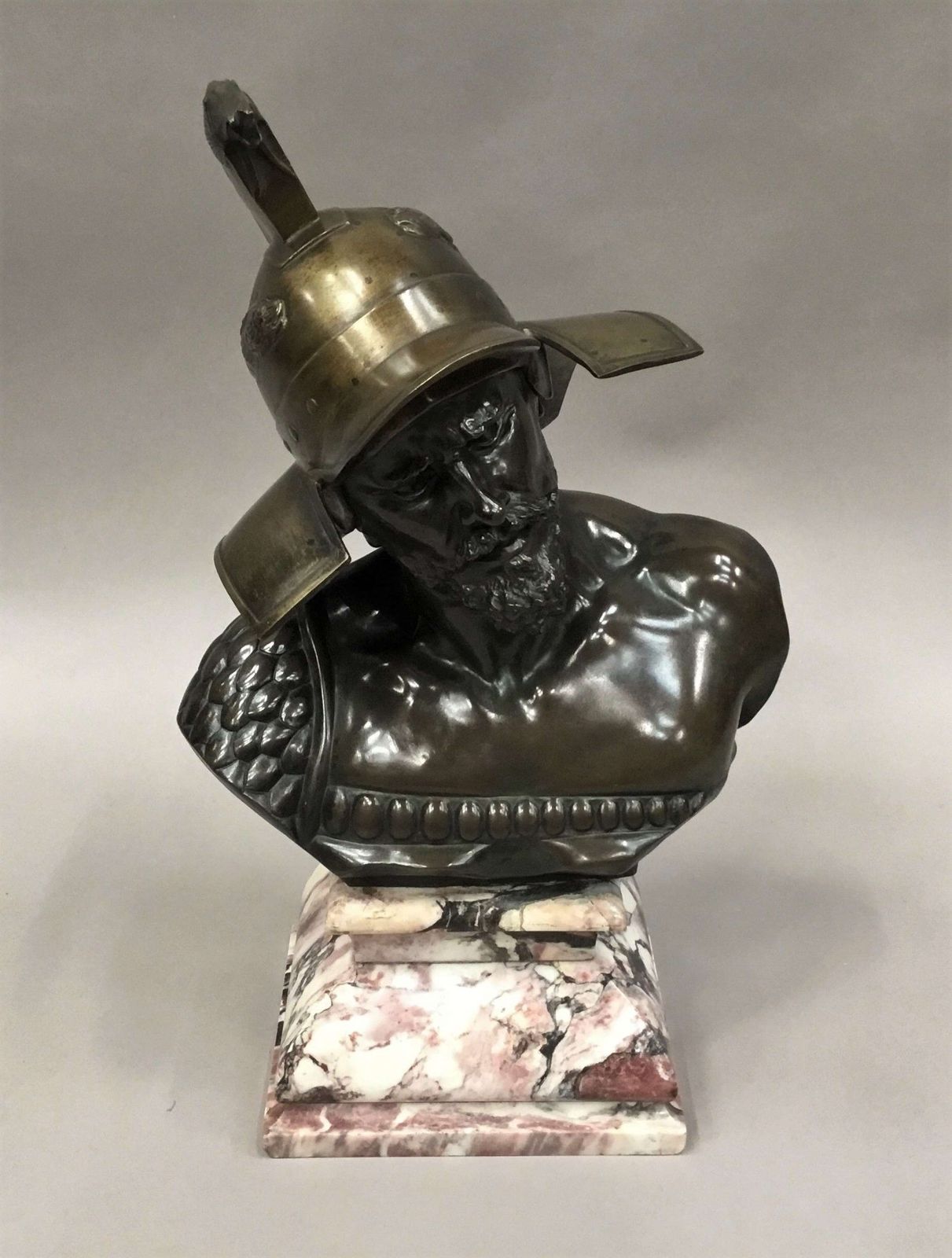 photo vinterior Large C19th Bronze Bust Of Roman Gladiator