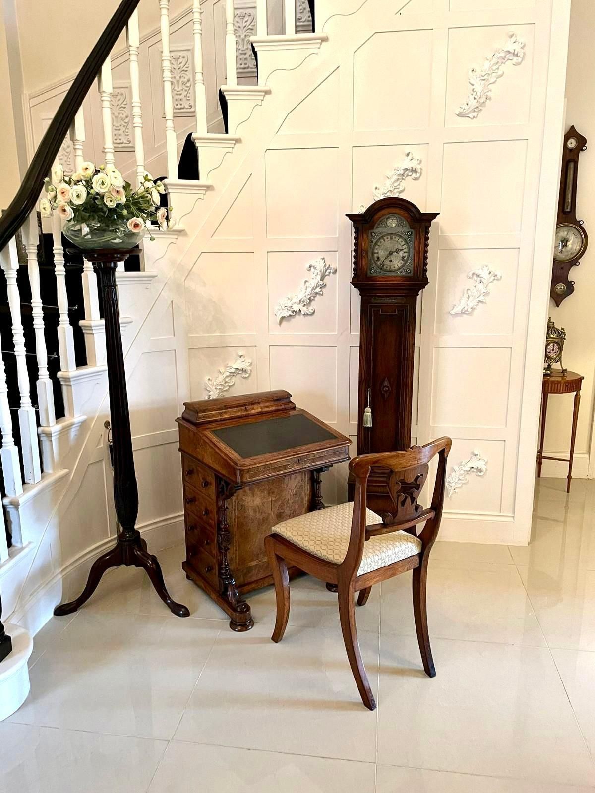 Antique Victorian Burr Walnut Inlaid Freestanding Davenport photo vintage