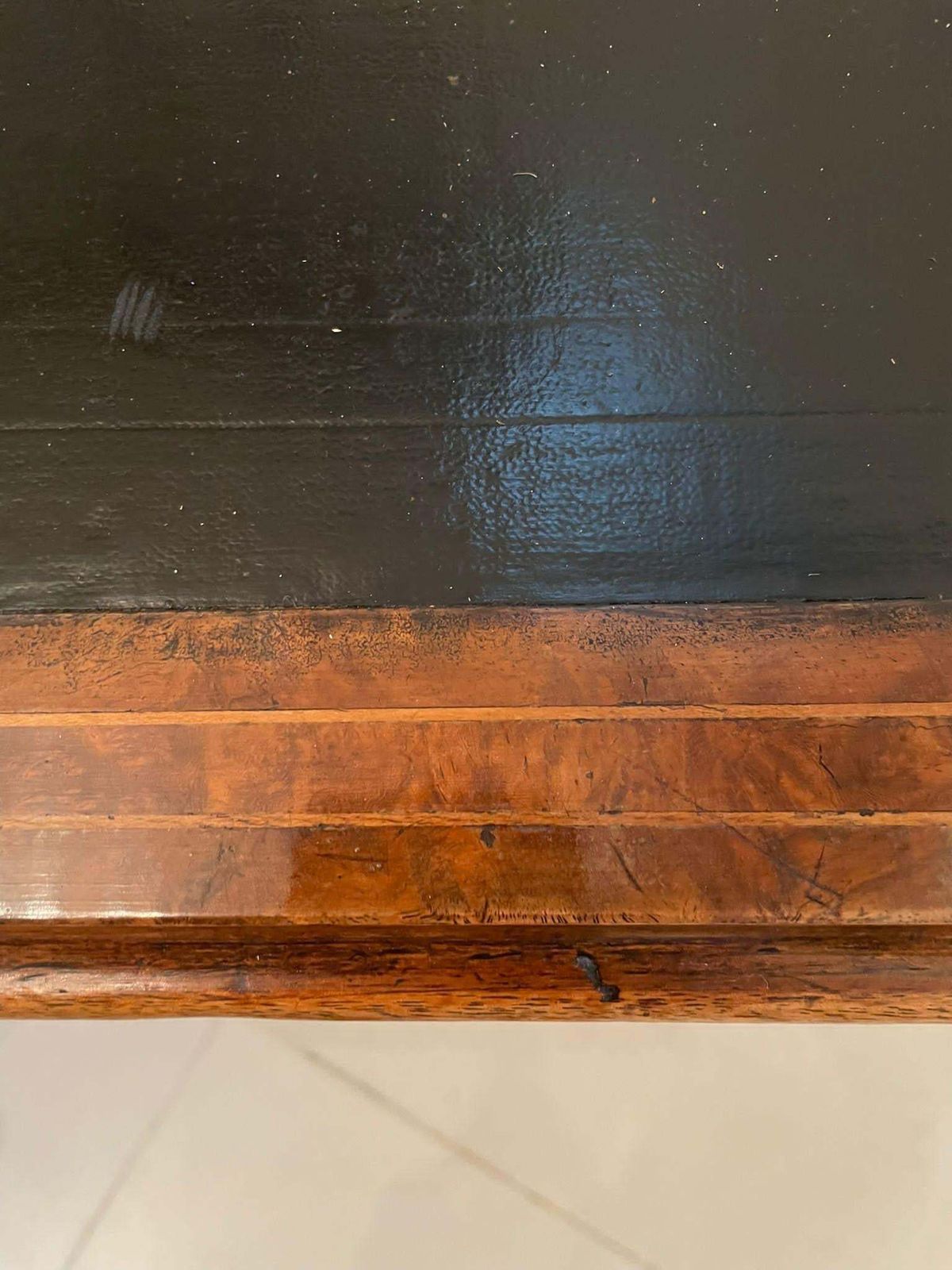 Furniture Antique Victorian Burr Walnut Inlaid Freestanding Davenport photo