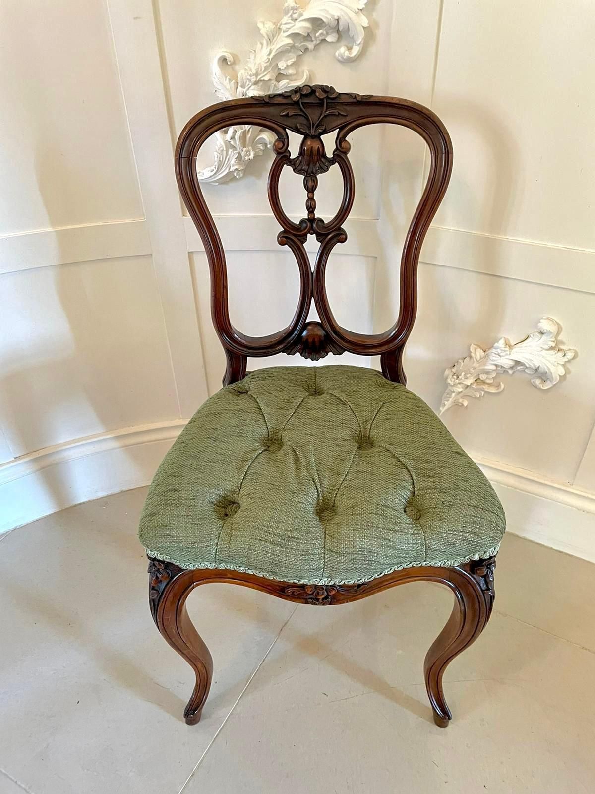 photo vintage Fine Quality Antique Victorian Set Of Four French Carved Walnut Side Chairs