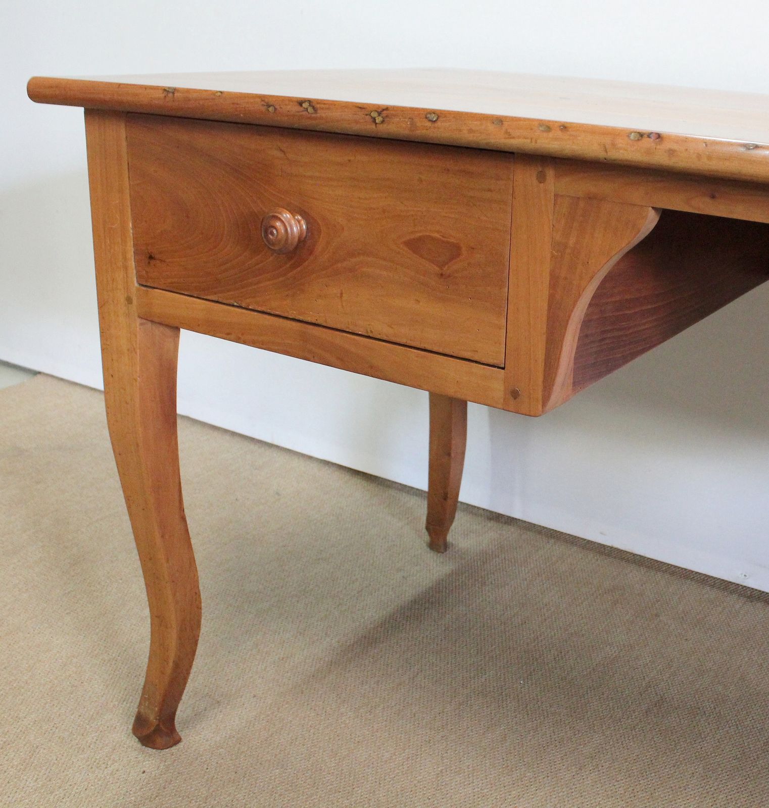 Furniture Large Louis XV Bureau Table In Solid Cherry Wood   Mid 19th Century photo