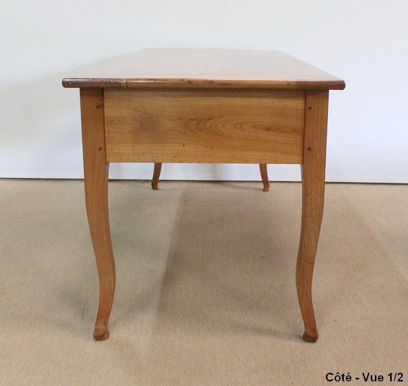 photo vintage Large Louis XV Bureau Table In Solid Cherry Wood   Mid 19th Century