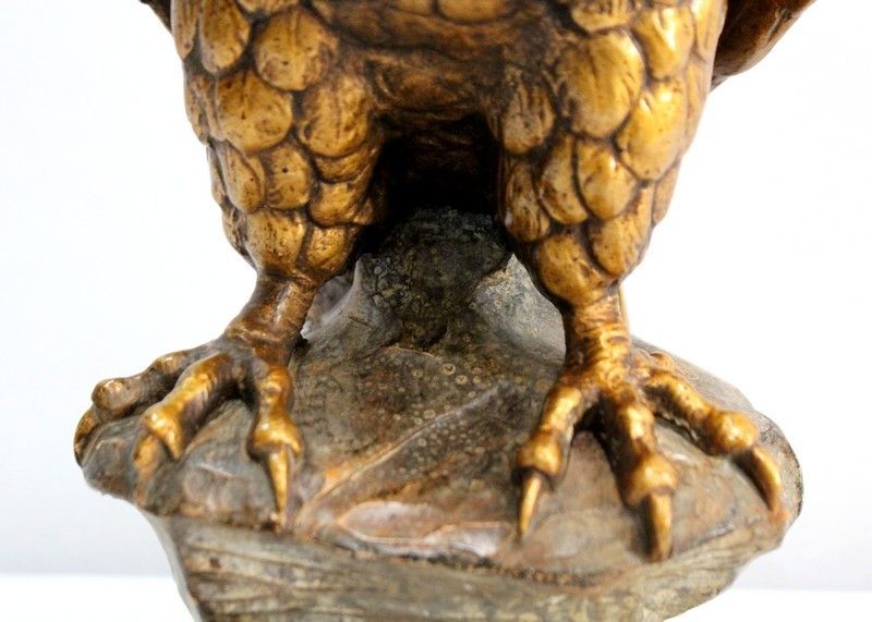 Plaster Sculpture Of A Raptor On His Rock, After P. Balestra   Early 20th Century photo vinterior