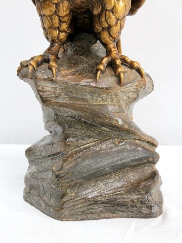 photo furniture Plaster Sculpture Of A Raptor On His Rock, After P. Balestra   Early 20th Century