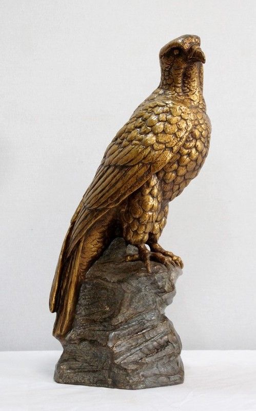 photo for sale Plaster Sculpture Of A Raptor On His Rock, After P. Balestra   Early 20th Century
