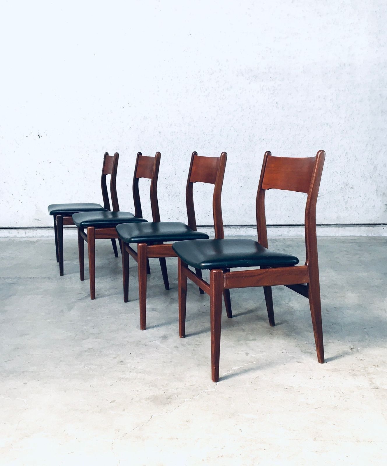 Furniture Midcentury Modern Scandinavian Design Teak Dining Chair Set photo