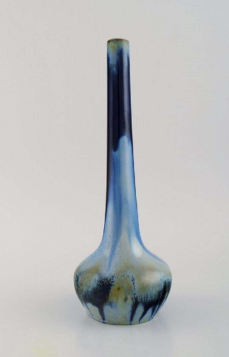 Gentil Sourdet, France, Long Necked Vase In Glazed Stoneware, Mid 20th C photo Home Decor