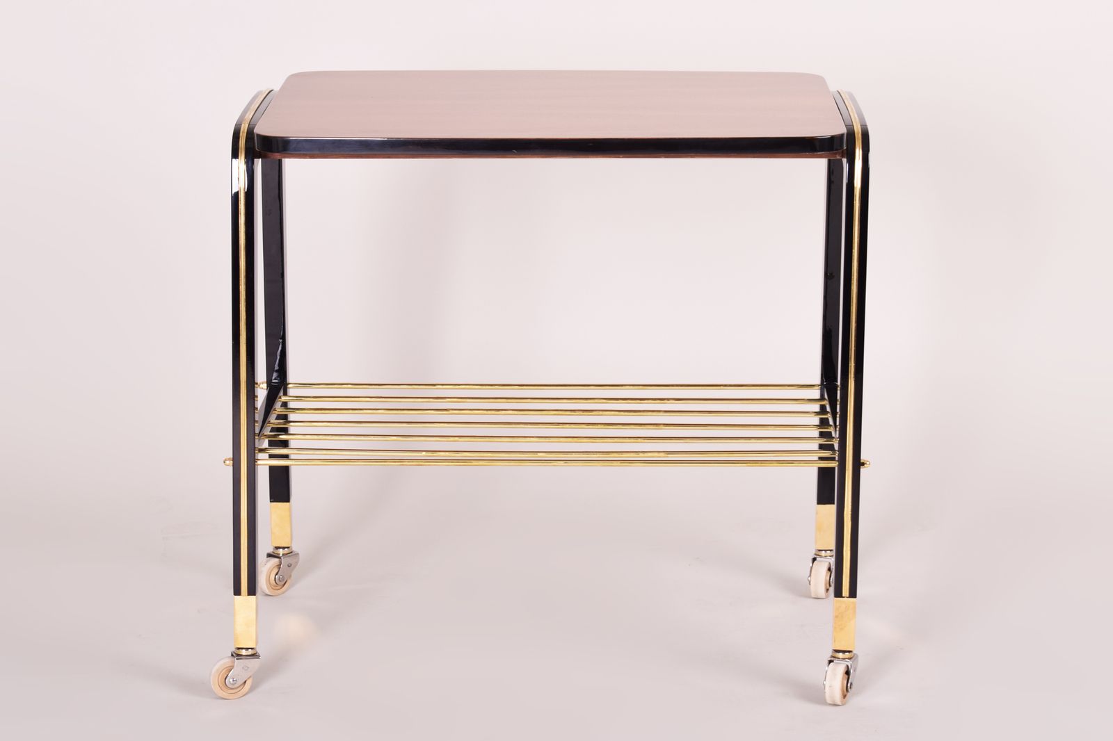 French Art Deco Trolley, Completely Restored, Made Out Of Mahogany, 1950s. photo furniture