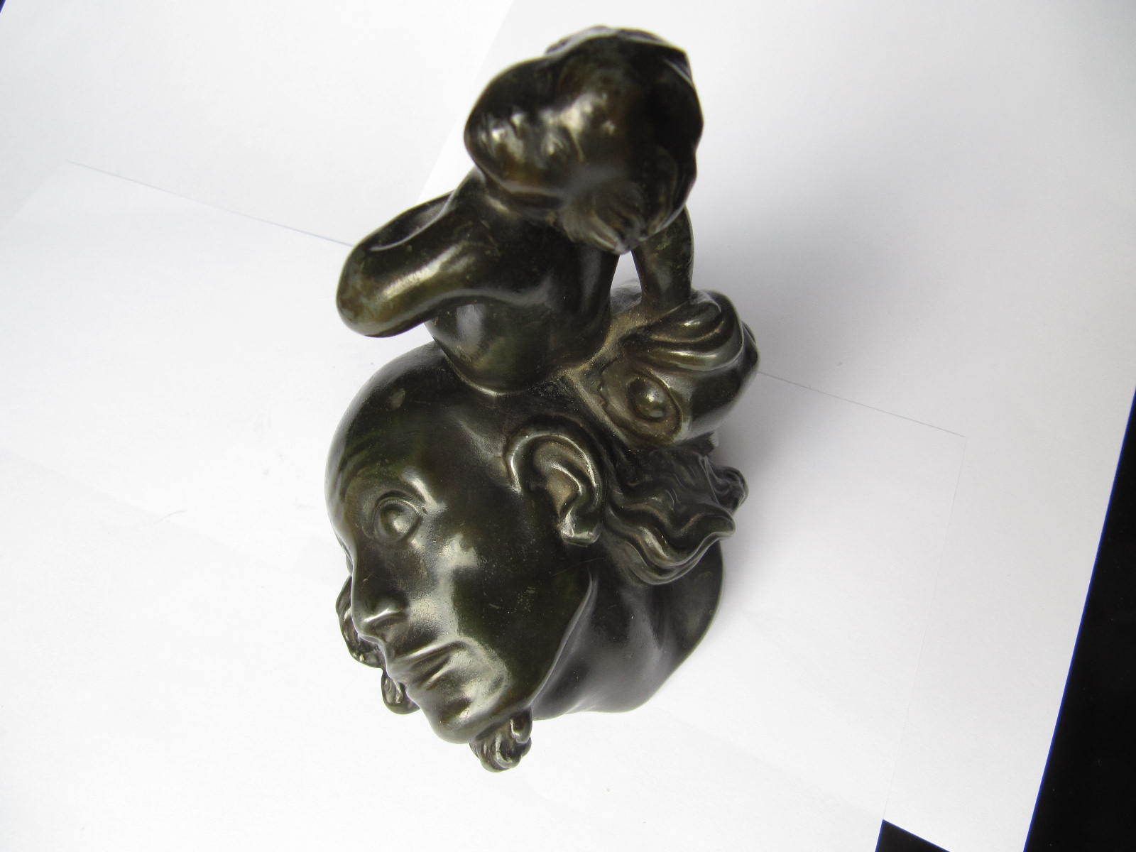 Just Andersen Art Deco 'Bronzed' Sculpture C1930s Seaboy Sitting On A Large Head Or Bust photo 145.0