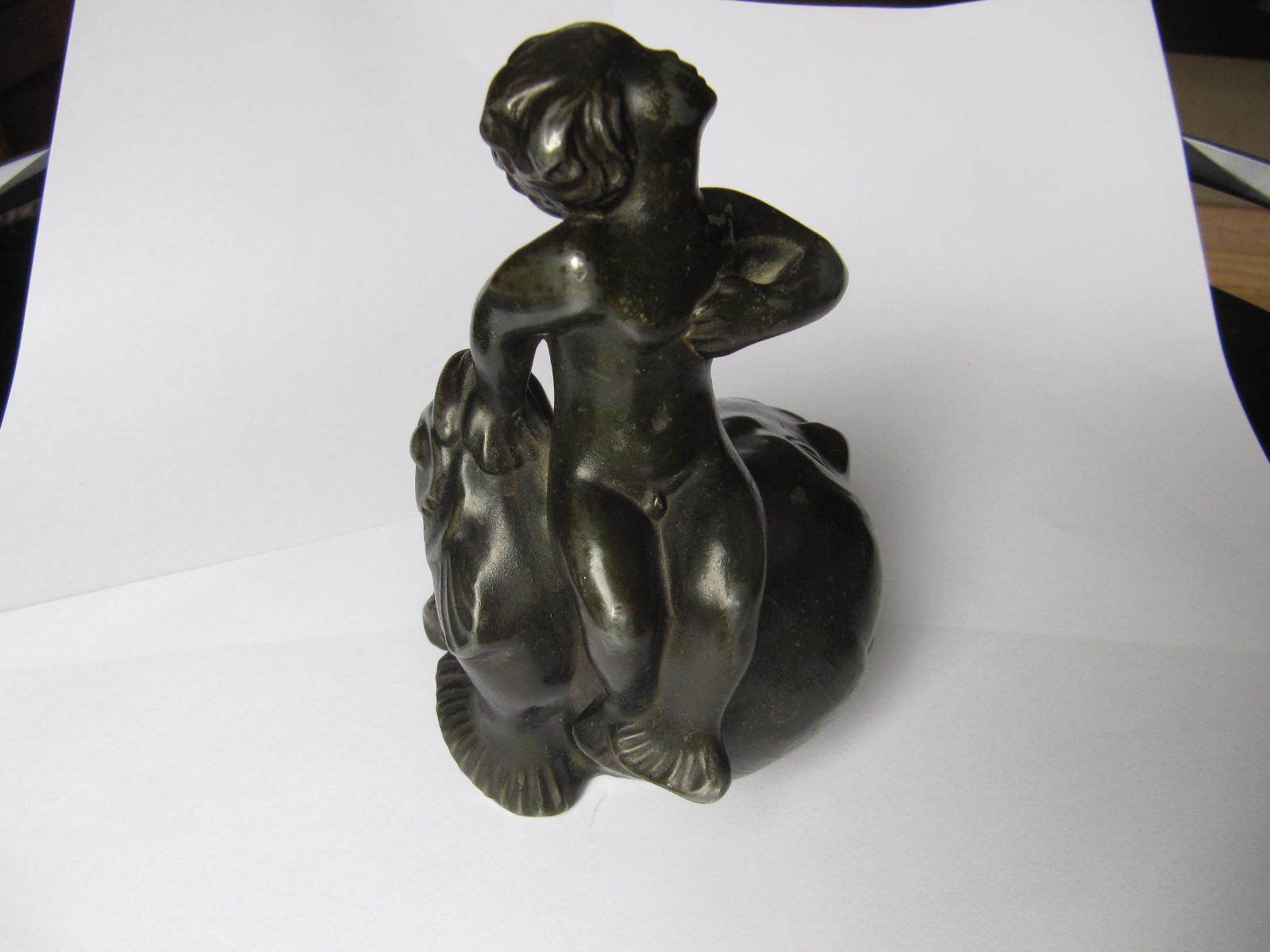 Just Andersen Art Deco 'Bronzed' Sculpture C1930s Seaboy Sitting On A Large Head Or Bust photo buy
