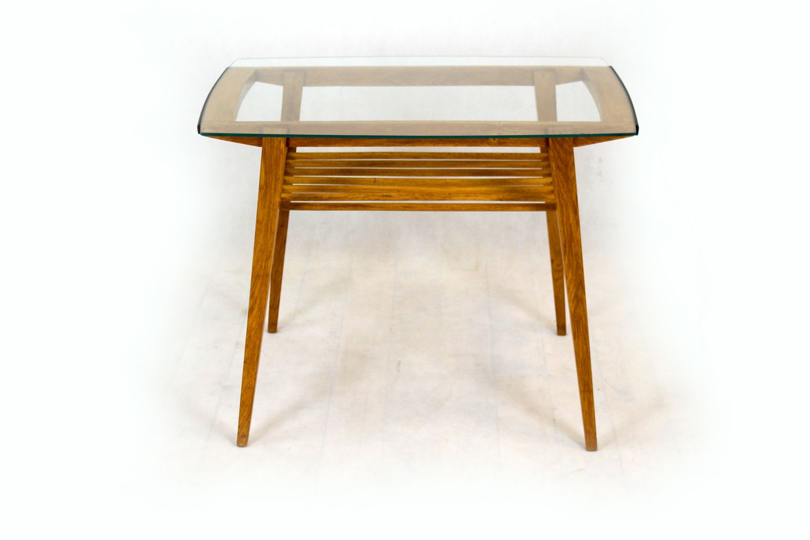 Wooden Coffee Table With Glass Top From Drevozpracujici Druzstvo, 1960s photo for sale