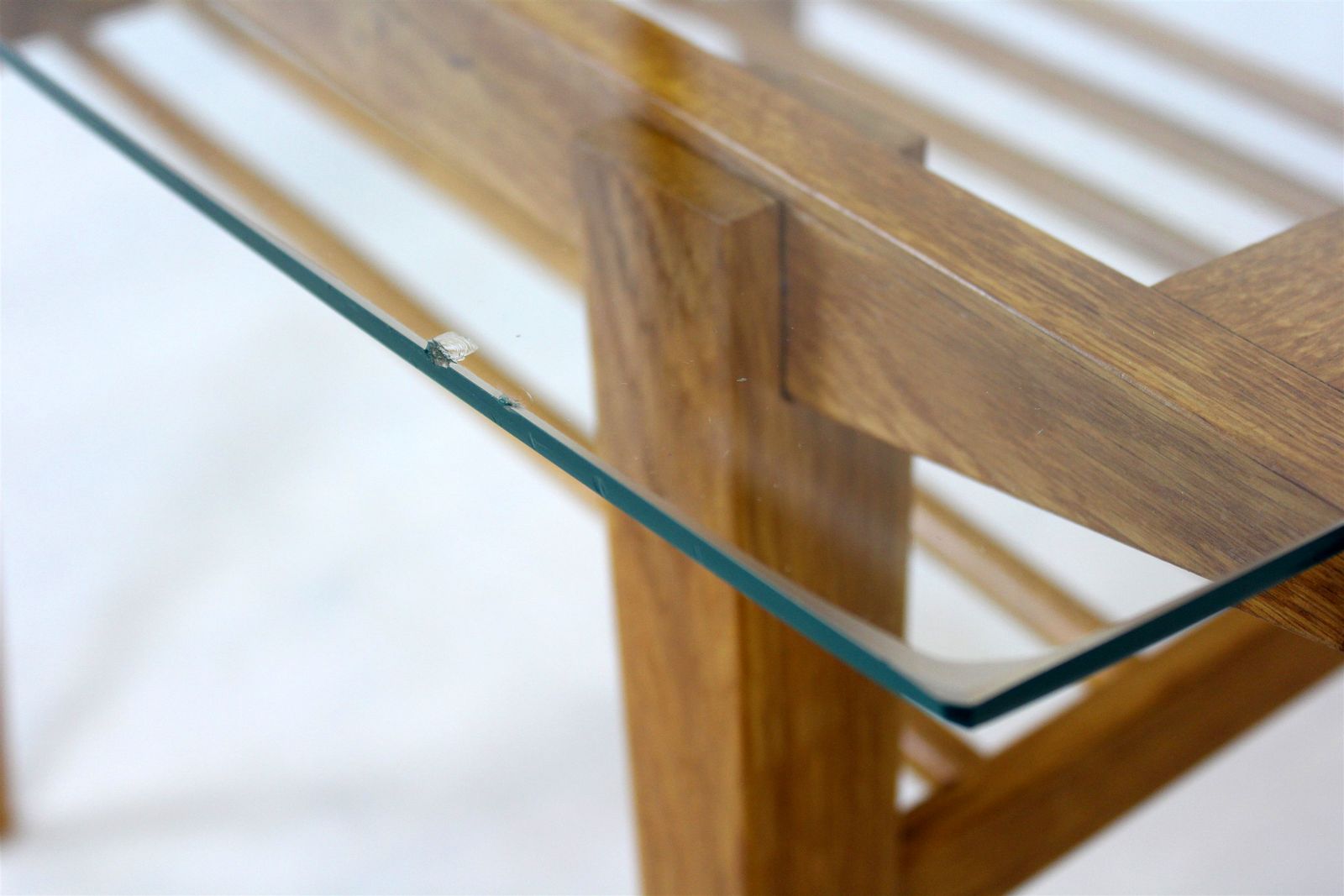photo vinterior Wooden Coffee Table With Glass Top From Drevozpracujici Druzstvo, 1960s