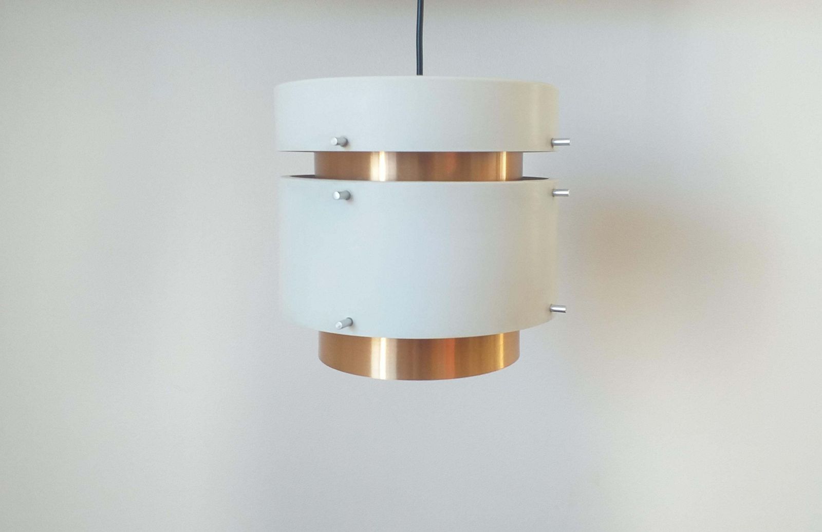 Pair Of Mid Century Pendants In Style Of Jo Hammerborg Denmark 1970s photo buy
