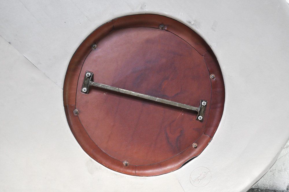 photo furniture Sculptural Free Form Leather Mirror, France, 1990s