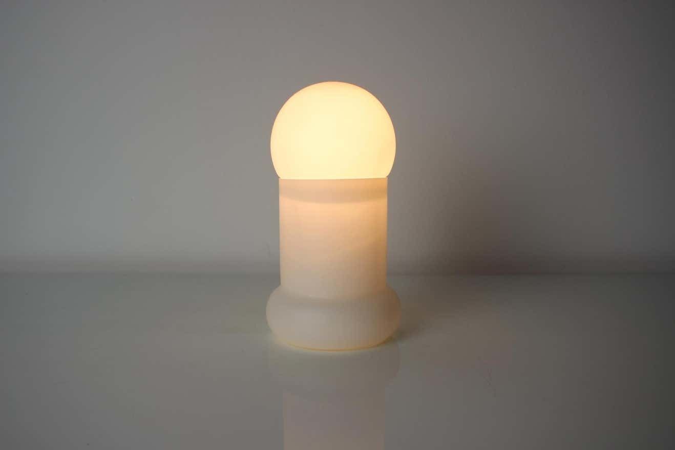 Mid Century All Glass Table Lamp/ Osvětlovací Sklo Valašské Meziříčí, 1970's. photo vintage