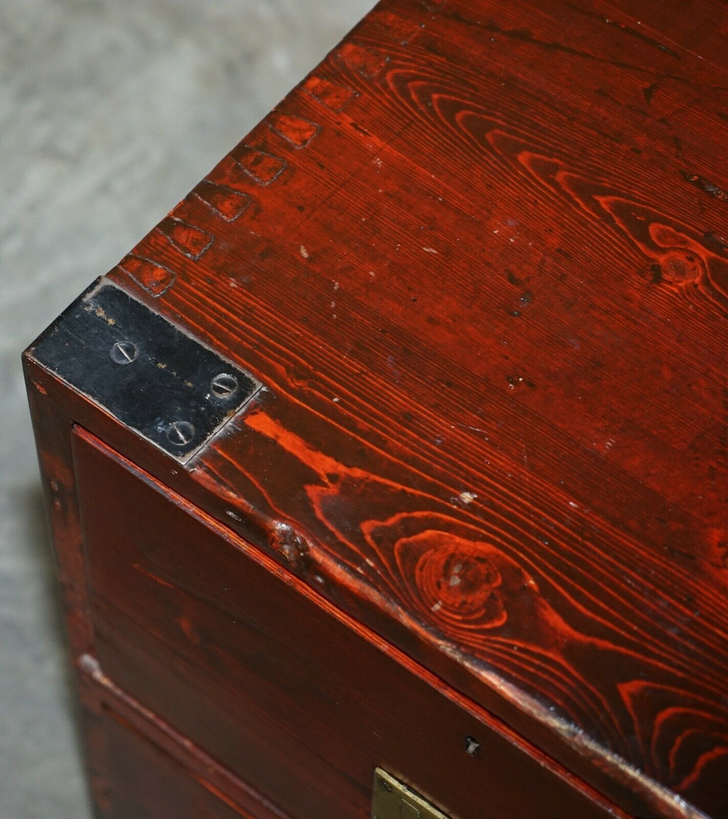 2500.0 Antique Victorian Pitch Pine Military Campaign Used Chest Of Drawers photo