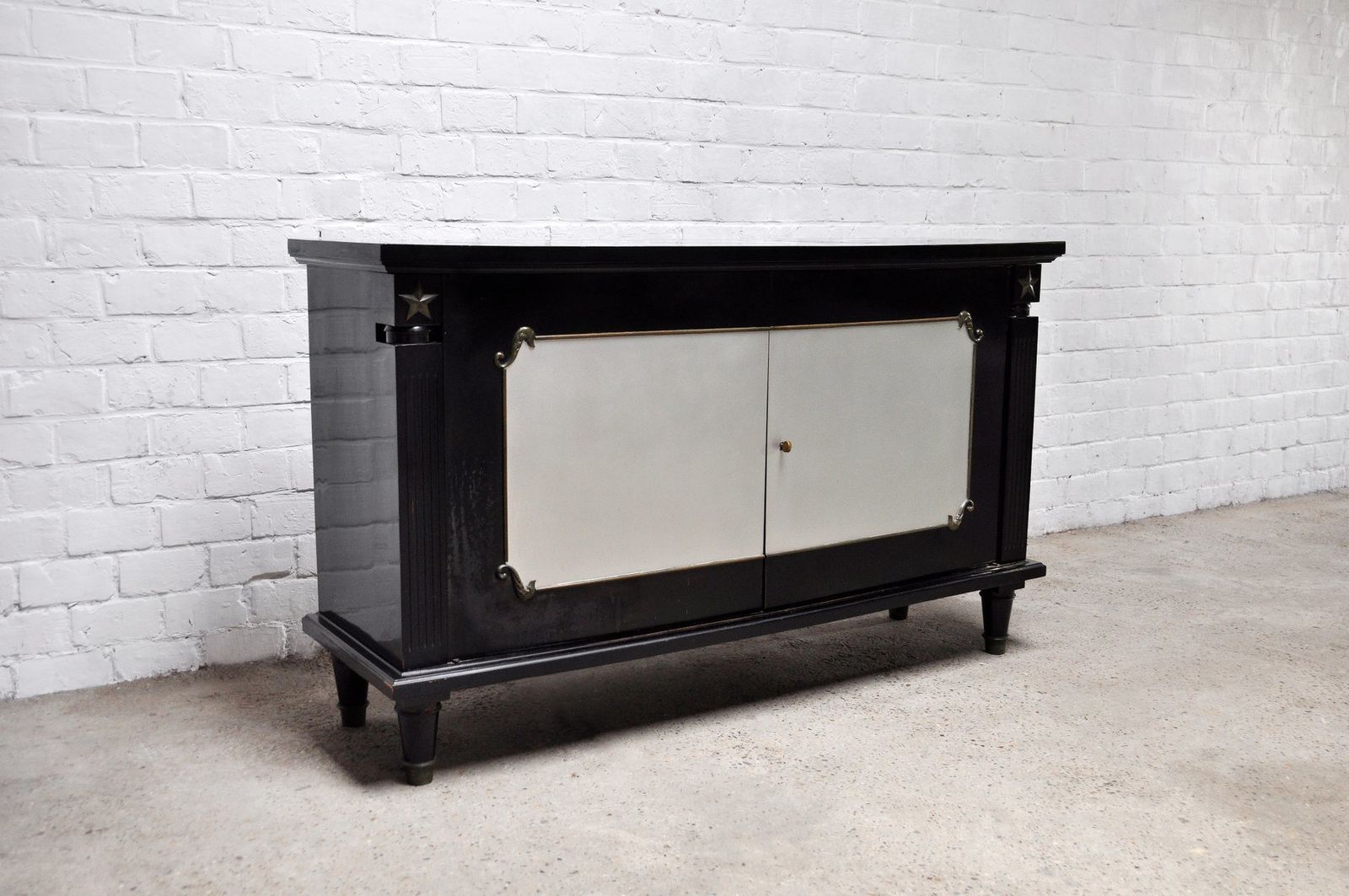 Art Deco Black Lacquer And Bronze Cabinet In The Style Of André Arbus, France, 1930s photo for sale