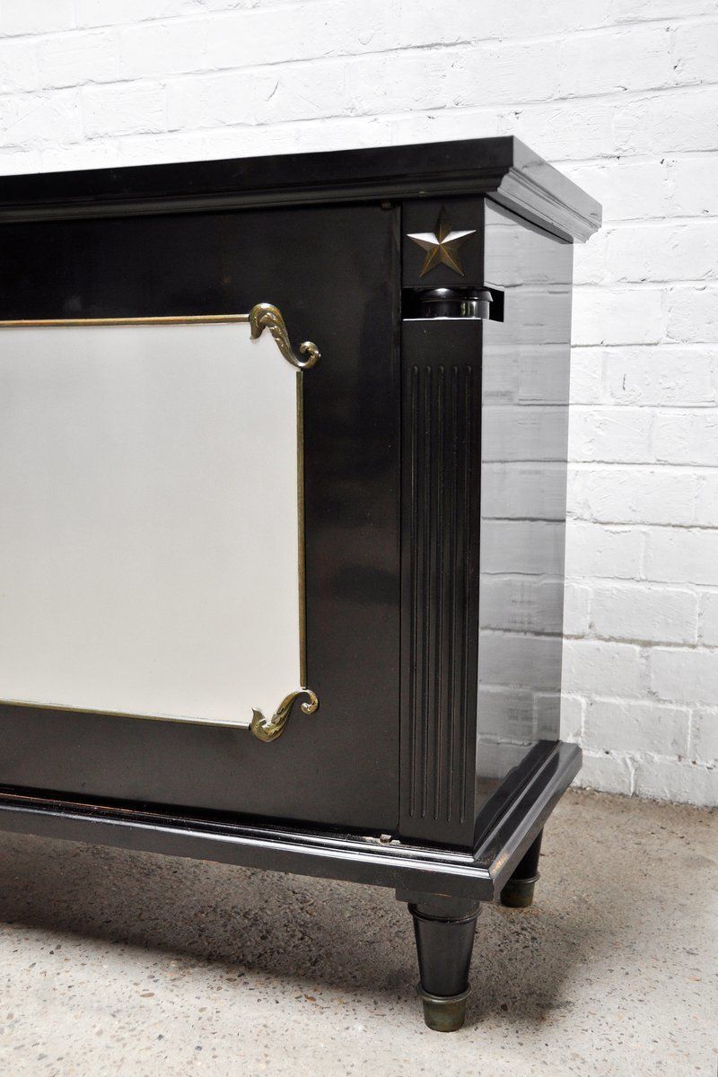Art Deco Black Lacquer And Bronze Cabinet In The Style Of André Arbus, France, 1930s photo vintage