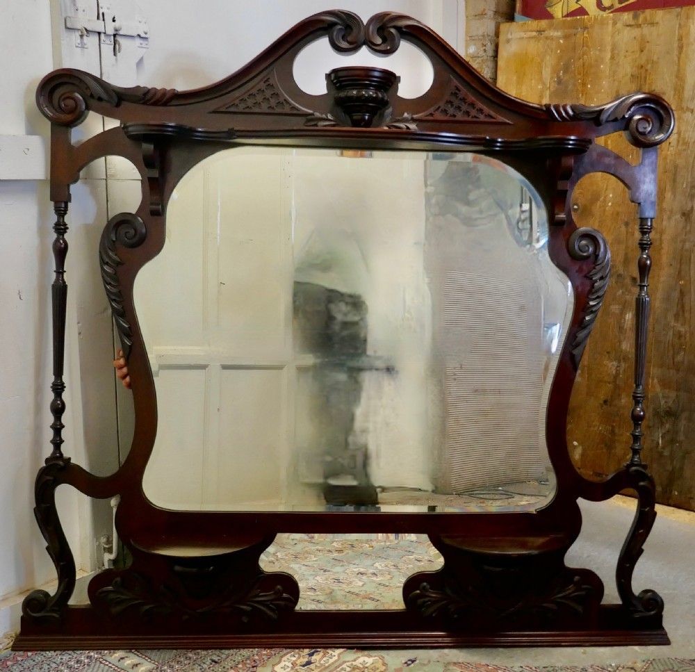 Large Chinese Chippendale Mahogany Overmantel photo furniture