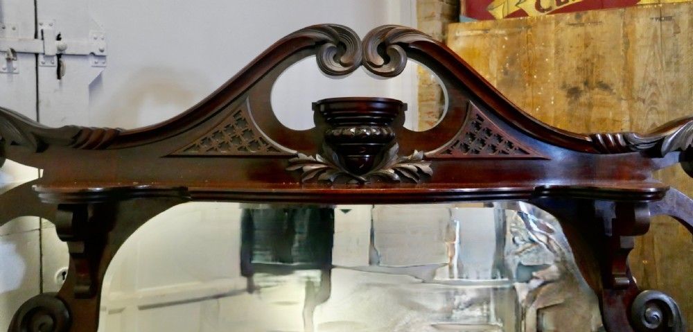 Large Chinese Chippendale Mahogany Overmantel photo Home Decor