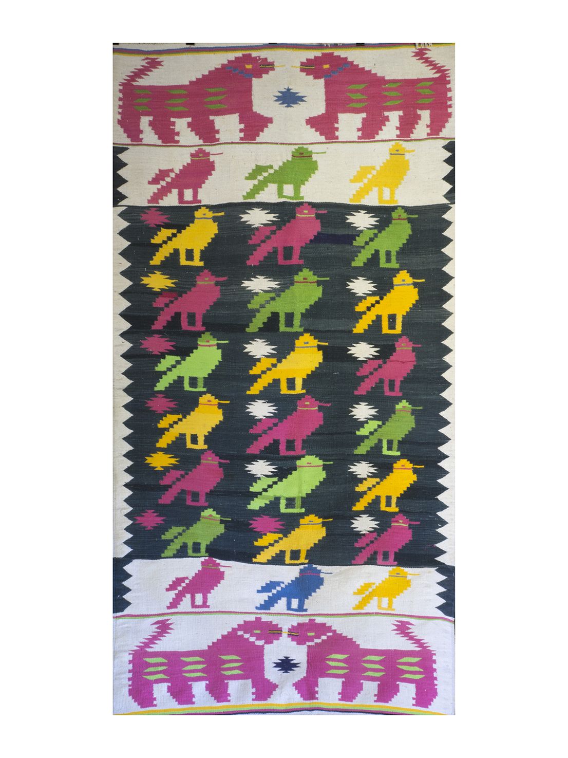 Pictorial Dhurrie With Birds And Tigers