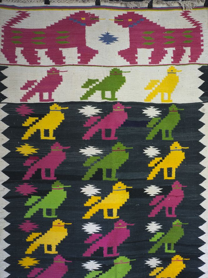 Pictorial Dhurrie With Birds And Tigers photo buy