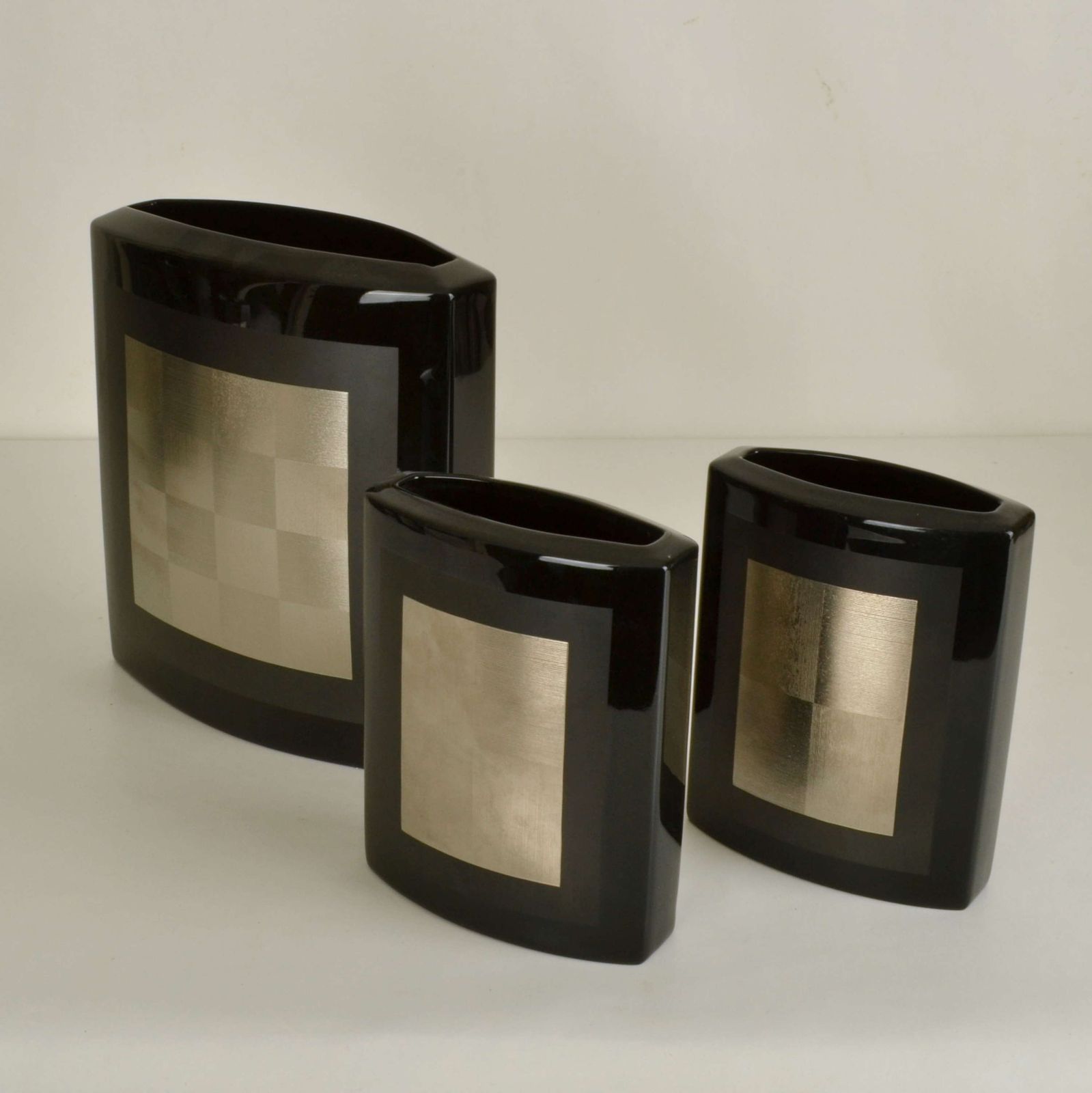 Set Of Five Porcelain Black Studio Line Vases Rosenthal By Dresler And photo for sale