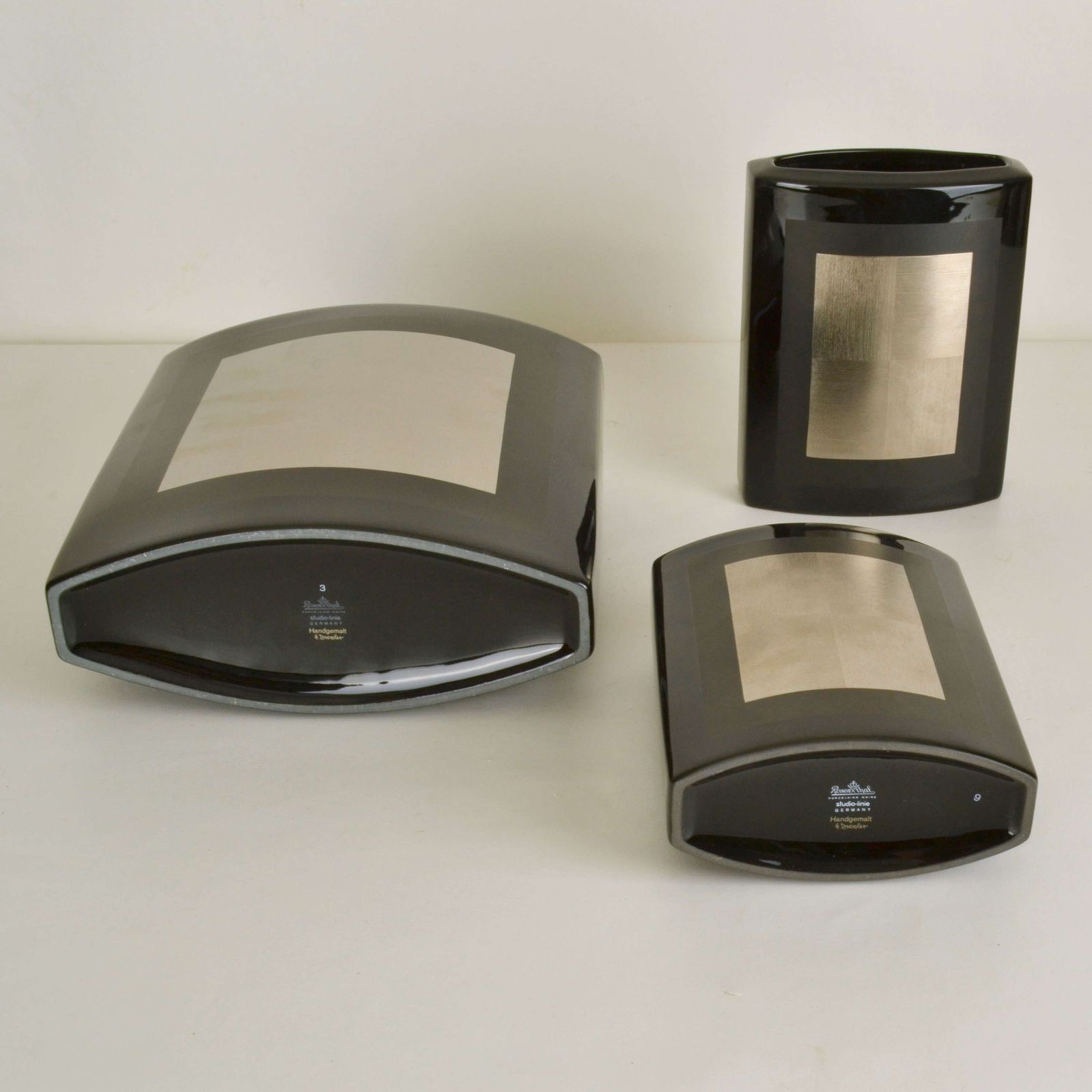 1550.0 Set Of Five Porcelain Black Studio Line Vases Rosenthal By Dresler And photo