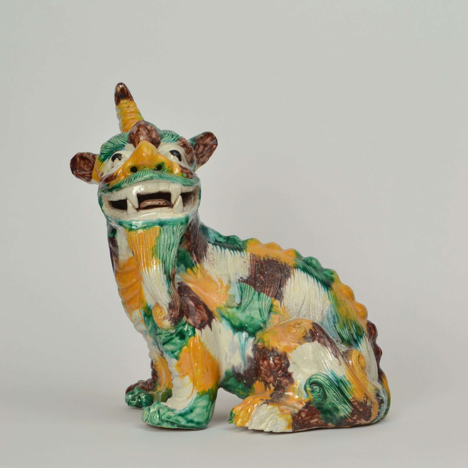 Pair Of Chinese Qilin 20th Century In Sancai Glazed Ceramic photo 1600.0