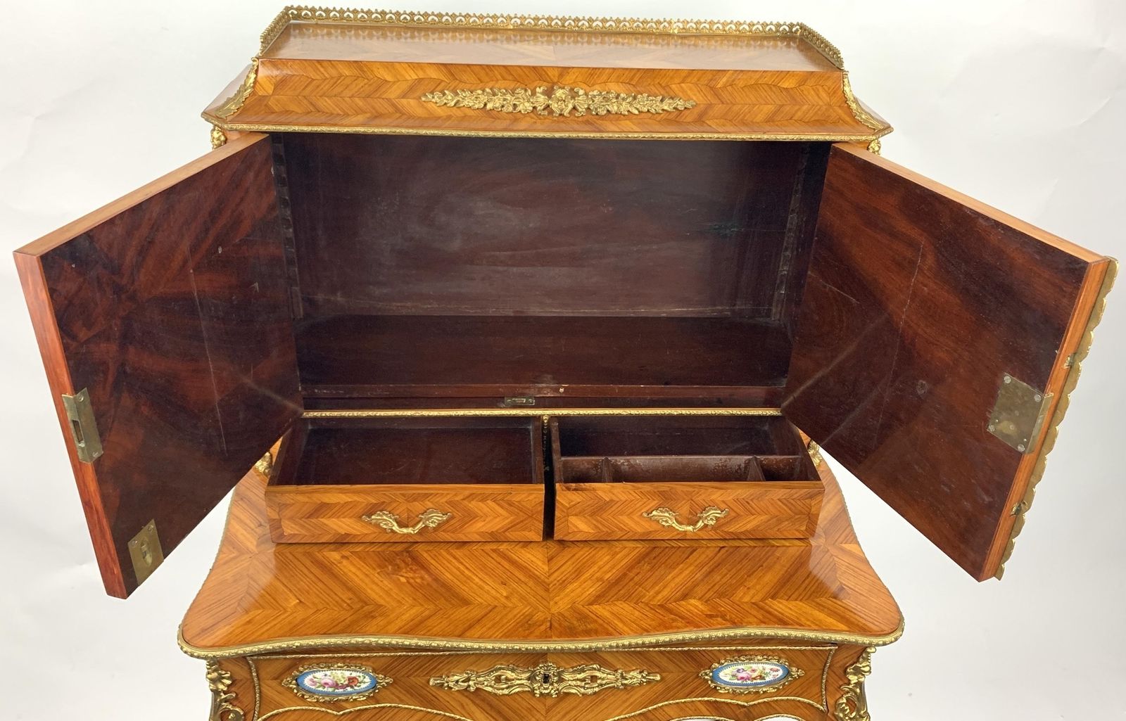 French Kingwood, Gilt Metal And Porcelain Mounted Bonheur Du Jour, Late 19th Century photo buy