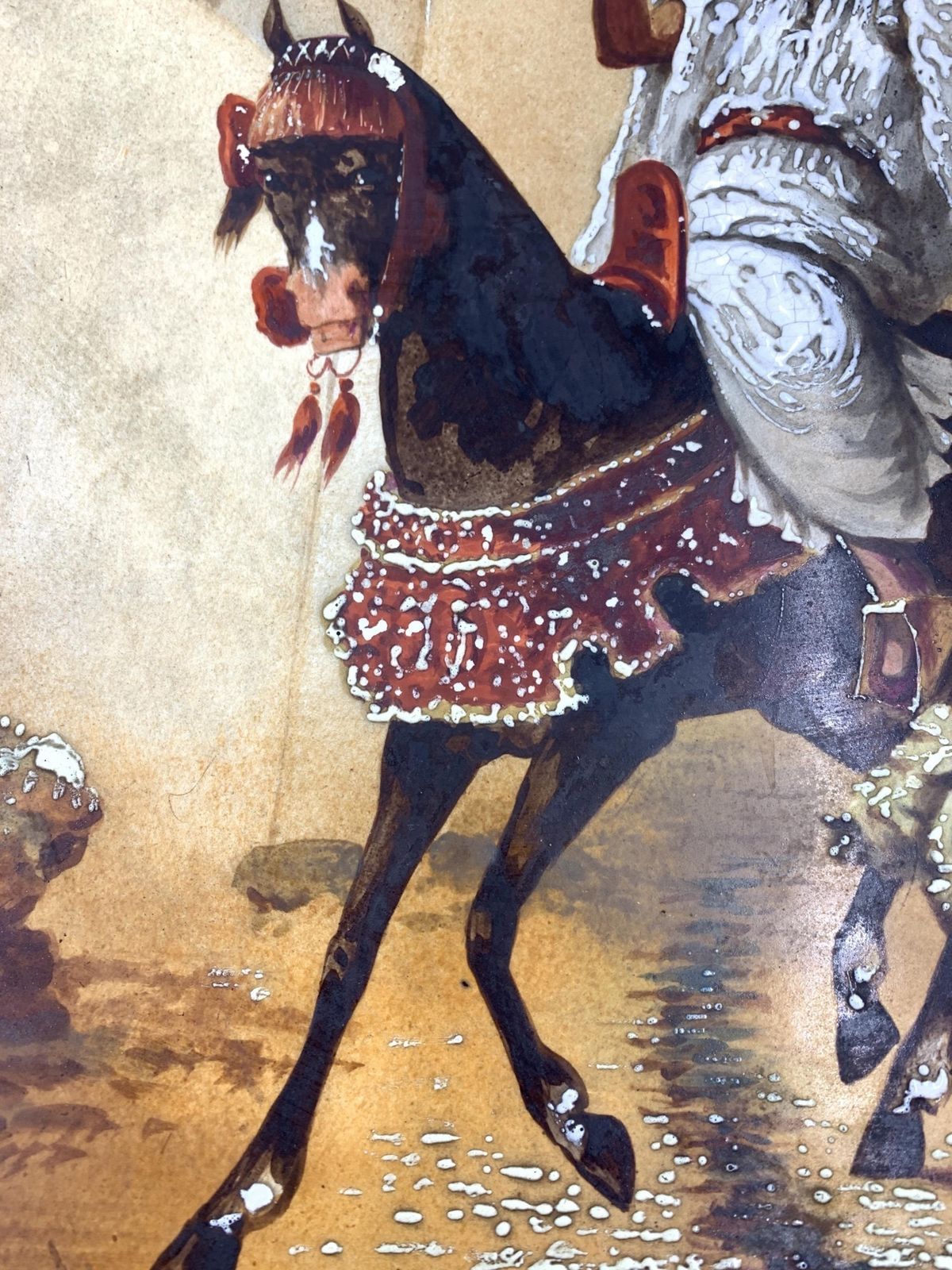 Porcelain Plate Depicts Arab Horseman, France, 19th Century photo Art