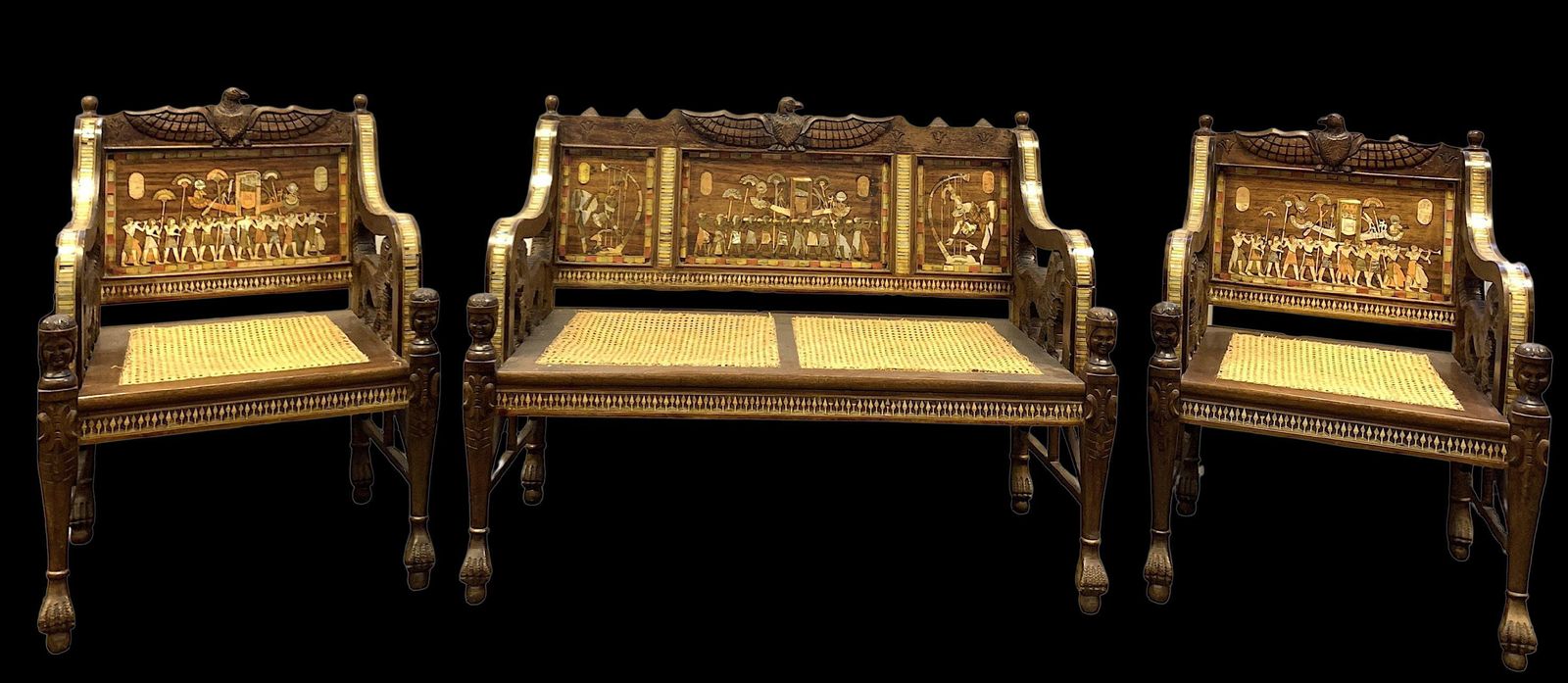 A Fine 19th Century Egyptian Revival Set Of Three Furniture