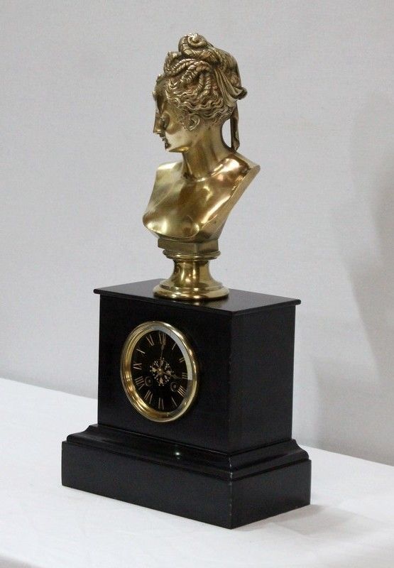 Marble Clock And Bronze Bust Of Diane De Poitiers, After J. Goujon    2nd Part 19th Century photo for sale