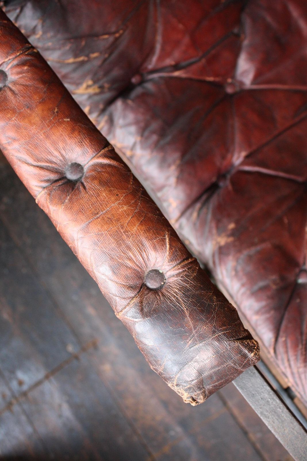 19th C Country House Campaign Ox Blood Leather Iron Rocking Chair R.W. Winfield photo buy