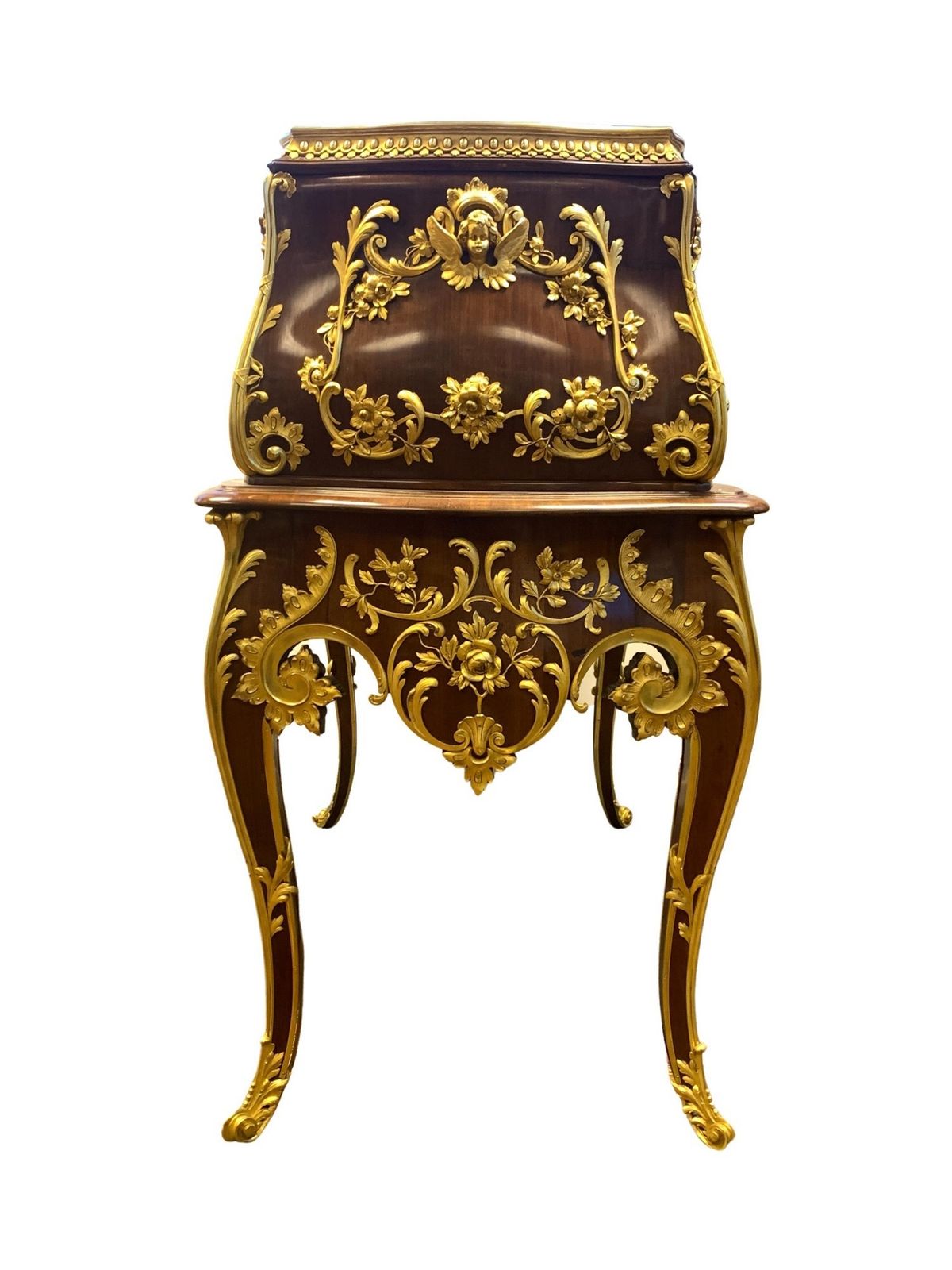A Fine Antique 19th Century Wood And Bronze Inlaid Desk, French Or Russian photo for sale