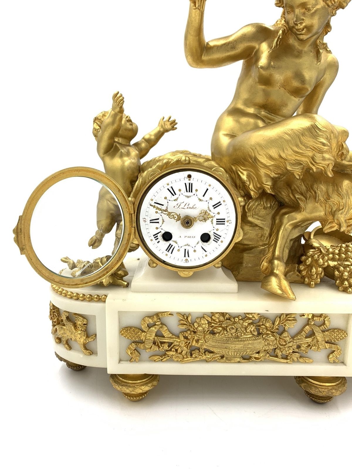 Louis XVI Style Gilt Bronze And White Marble Clock, François Linke, France, Late 19th Century photo 6500.0