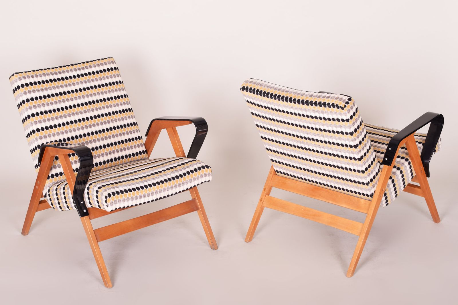 Pair Of Restored Czech Midcentury Armchairs, Tatra Pravenec, 1950s